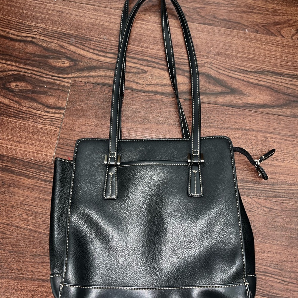 Elegant Black Leather Tote Bag